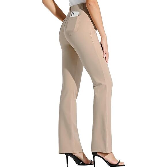 New Willit Women’s Pull-On Bootcut Leg Pants Beige Tan Stretch Office Career Med - Picture 2 of 14